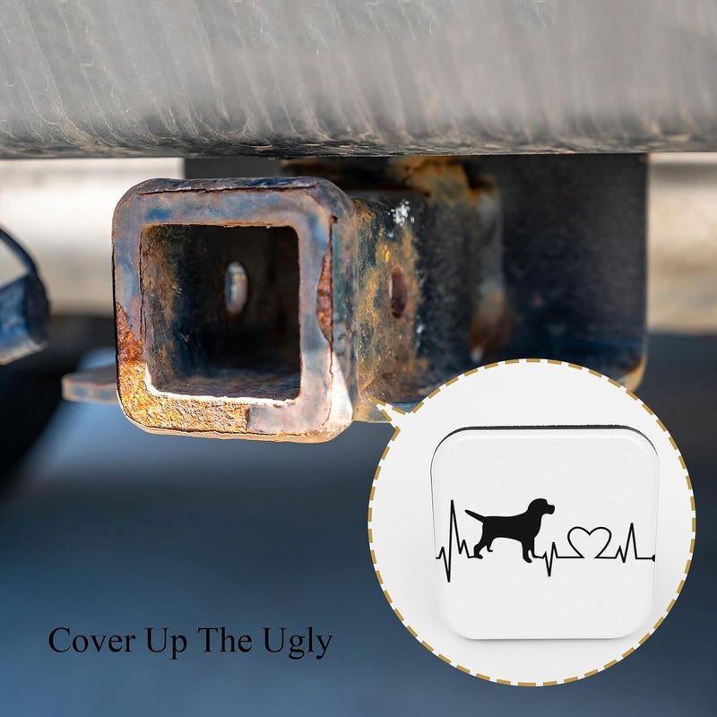 Tnomchey Cute Dog Rubber Hitch Covers Dachshund Love Black White Heart Beat Line Pet Trailer Hitch Cover Tube Plug Insert Cap Fit for 2" Receivers Car Exterior Accessories Tow Hitch Cover - Image 4